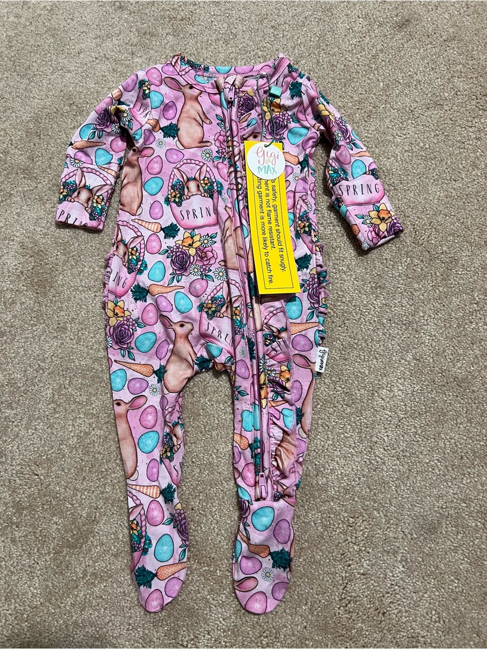 NWT Gigi and Max Easter Bamboo Zippie Pajama size newborn retails $36